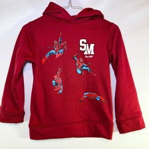 Marvel Spider-Man Boys Burgundy Red Fleece Pullover Hoodie Size 7 8MV4503ERS